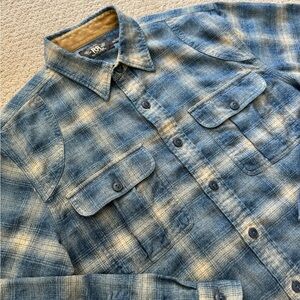 RRL Blue Plaid Wool Blend Shirt